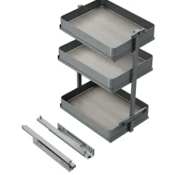 Emuca Harmony-Ausziehwagen mit Soft-Close, Modul Breite 400mm Höhe 800mm, Stahl und Holz, Anthrazitgrau