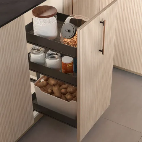 Emuca Harmony-Ausziehwagen mit Soft-Close, Modul Breite 400mm Höhe 800mm, Stahl und Holz, Anthrazitgrau