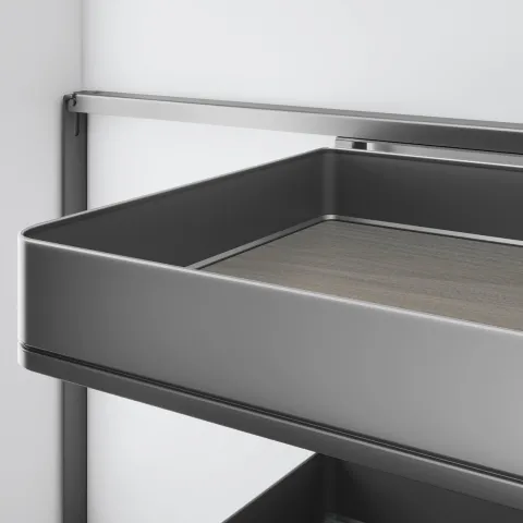 Emuca Harmony Eckauszugssystem für Küchenmöbel, Rechts, Stahl und Holz, Anthrazitgrau