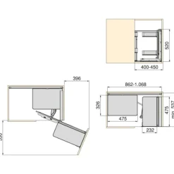 Emuca Harmony Eckauszugssystem für Küchenmöbel, Rechts, Stahl und Holz, Anthrazitgrau