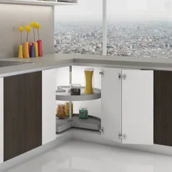 Emuca Lot Drehplatten Shelvo 3/4, für 800mm Modul, Kunststoff und Aluminium, Grau