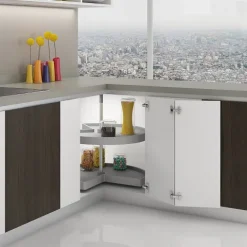 Emuca Lot Drehplatten Shelvo 3/4, für 900mm Modul, Kunststoff und Aluminium, Grau