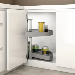 Emuca Lot Drehplatten Shelvo 1/2, für 800mm Modul, Kunststoff und Aluminium, Grau