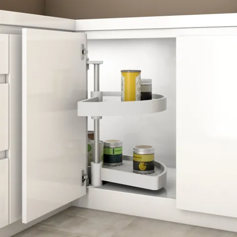 Emuca Lot Drehplatten Shelvo 1/2, für 800mm Modul, Kunststoff und Aluminium, weiss