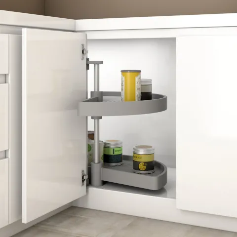 Emuca Lot Drehplatten Shelvo 1/2, für 900mm Modul, Kunststoff und Aluminium, Grau