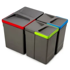 Emuca Lot Recycle Behälter für Küchenschublade, Höhe 266 mm, 1x15 Liter, 2x7 Liter, Kunststoff anthrazitgrau
