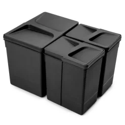 Emuca Lot Recycle Behälter für Küchenschublade, Höhe 266 mm, 1x15 Liter, 2x7 Liter, Kunststoff, Schwarz