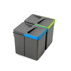 Emuca Lot Recycle Behälter für Küchenschublade, Höhe 216 mm, 2x6 Liter, Kunststoff anthrazitgrau