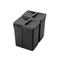 Emuca Lot Recycle Behälter für Küchenschublade, Höhe 266 mm, 2x7 Liter, Kunststoff, Schwarz