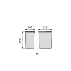 Emuca Lot Recycle Behälter für Küchenschublade, Höhe 266 mm, 2x7 Liter, Kunststoff, Schwarz