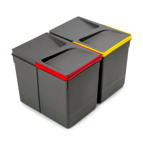 Emuca Lot Recycle Behälter für Küchenschublade, Höhe 266 mm, 2x15 Liter, Kunststoff anthrazitgrau