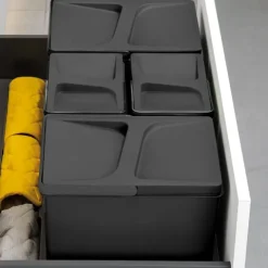 Emuca Lot Recycle Behälter für Küchenschublade, Höhe 266 mm, 2x15 Liter, 2x7 Liter, Kunststoff, Schwarz