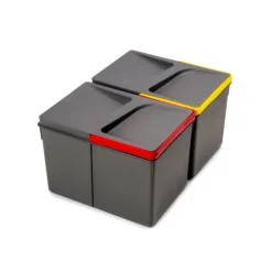 Emuca Lot Recycle Behälter für Küchenschublade, Höhe 216 mm, 2x12 Liter, Kunststoff anthrazitgrau