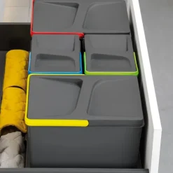 Emuca Lot Recycle Behälter für Küchenschublade, Höhe 216 mm, 2x12 Liter, Kunststoff anthrazitgrau