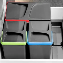 Emuca Lot Recycle Recyclingbehälter für Küchenschublade, Höhe 216 mm, 2x12 Liter, 2x6 Liter, Kunststoff anthrazitgrau