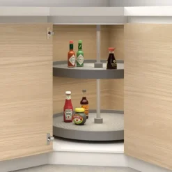 Emuca Lot runde Platten Shelvo für Küchenmöbel, für 800mm Modul, Kunststoff und Aluminium, Grau