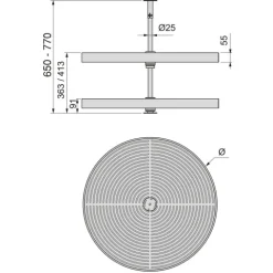 Emuca Lot runde Platten Shelvo für Küchenmöbel, für 800mm Modul, Kunststoff und Aluminium, weiss