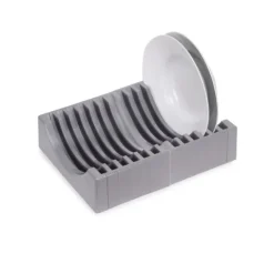 Emuca Lot Tellerorganisator für Möbel, Kapazität für 13 Teller, Kunststoff, Grau