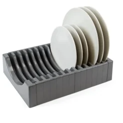 Emuca Lot Tellerorganisator für Möbel, Kapazität für 13 Teller, Kunststoff, Anthrazitgrau