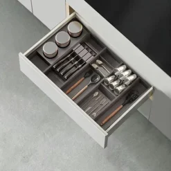 Emuca Messereinsatz Orderbox für Schublade, 150x470mm, Stahl und Holz, Anthrazitgrau