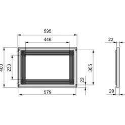 Emuca Mikrowellenrahmen, zum Einbau in die Küchenzeile, Modul 600mm, 600x400mm, Kunststoff, Nickel satiniert