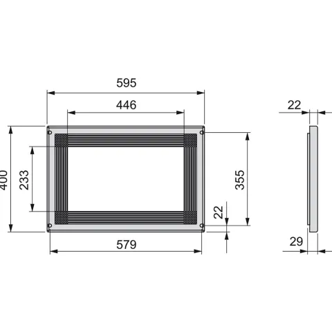 Emuca Mikrowellenrahmen, zum Einbau in die Küchenzeile, Modul 600mm, 600x400mm, Kunststoff, Nickel satiniert