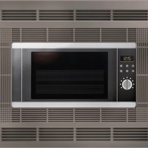 Emuca Mikrowellenrahmen, zum Einbau in die Küchenzeile, Modul 600mm, 600x400mm, Kunststoff, Nickel satiniert