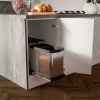 Emuca Recycle Inox Recyclingbehälter für die Bodenmontage und manuellen/automatischen Auszug in Küchenzeilen, 2x12 Liter, Kunststoff und Edelstahl