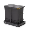 Emuca Recycle-Küchenrecyclingbehälter, 2x12 L, Bodenbefestigung und Handauszug/automatischen Auszug, Kunststoff anthrazitgrau