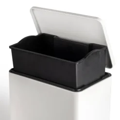 Emuca Recycle Recyclingbehälter, Outdoor, Deckelöffnung mit Fußpedal, rechteckig, 1x12 Liter, Aluminium, weiß lackiert