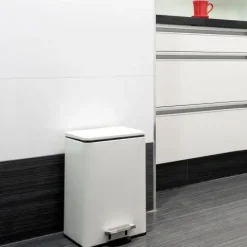Emuca Recycle Recyclingbehälter, Outdoor, Deckelöffnung mit Fußpedal, rechteckig, 1x12 Liter, Aluminium, weiß lackiert