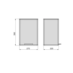 Emuca Recycle Recyclingbehälter, Outdoor, Deckelöffnung mit Fußpedal, rechteckig, 1x12 Liter, Aluminium, weiß lackiert