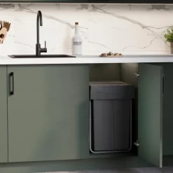 Emuca Recycle Recyclingbehälter zur Bodenmontage und manuellen Entnahme in Küchenzeilen, 2x25 Liter, Kunststoff anthrazitgrau