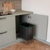 Emuca Recycle Recyclingbehälter für die Bodenmontage und manuellen Auszug in Küchenzeilen, 1x35 Liter, Kunststoff anthrazitgrau