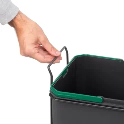 Emuca Recycle Recyclingbehälter für die Bodenmontage und manuellen Auszug in Küchenzeilen, 1x35 Liter, Kunststoff anthrazitgrau