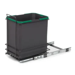 Emuca Recycle Recyclingbehälter für die Bodenmontage und manuellen Auszug in Küchenzeilen, 1x35 Liter, Kunststoff anthrazitgrau