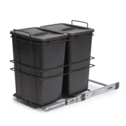 Emuca Recycle Recyclingbehälter für Bodenmontage und manuellen Auszug in Küchenzeile, 2x35 Liter, Kunststoff anthrazitgrau