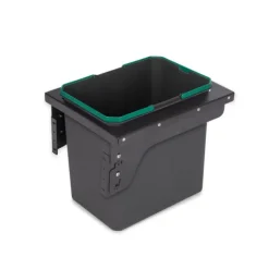 Emuca Recycle Recyclingbehälter für die seitliche Montage an Küchenschränke, 1x35 Liter, Stahl, Kunststoff anthrazitgrau