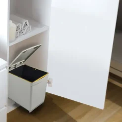 Emuca Recyclingbehälter für Bodenbefestigung und manuellen Auszug in der Küchenzeile, 1x16 Liter, mit Automatikdeckel, Kunststoff, Grau