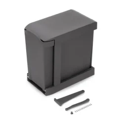 Emuca Recyclingbehälter für Küche, 2x14 Liter, Unterseitigbefestigung und automatische Extraktion, Stahl und Kunststoff, Anthrazitgrau