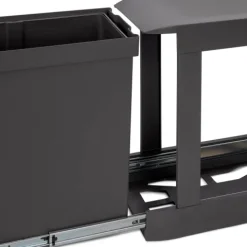 Emuca Recyclingbehälter für Küche, 2x14 Liter, Unterseitigbefestigung und automatische Extraktion, Stahl und Kunststoff, Anthrazitgrau