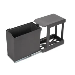 Emuca Recyclingbehälter für Küche, 1x30 Liter, Unterseitigbefestigung und automatische Extraktion, Stahl und Kunststoff, Anthrazitgrau