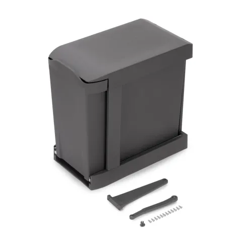 Emuca Recyclingbehälter für Küche, 3x10 Liter, Unterseitigbefestigung und automatische Extraktion, Stahl und Kunststoff, Anthrazitgrau
