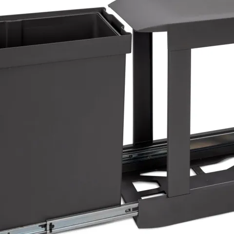 Emuca Recyclingbehälter für Küche, 3x10 Liter, Unterseitigbefestigung und automatische Extraktion, Stahl und Kunststoff, Anthrazitgrau