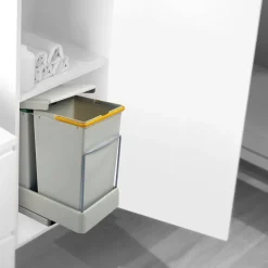 Emuca Recyclingbehälter zur Bodenmontage und automatischen Entnahme in der Küchenzeile, 2x14 Liter, Kunststoff, Grau