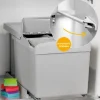 Emuca Recyclingbehälter zur Bodenmontage und automatischen Entnahme in der Küchenzeile, 1x16 Liter, 2x7,5 Liter, Kunststoff, Grau
