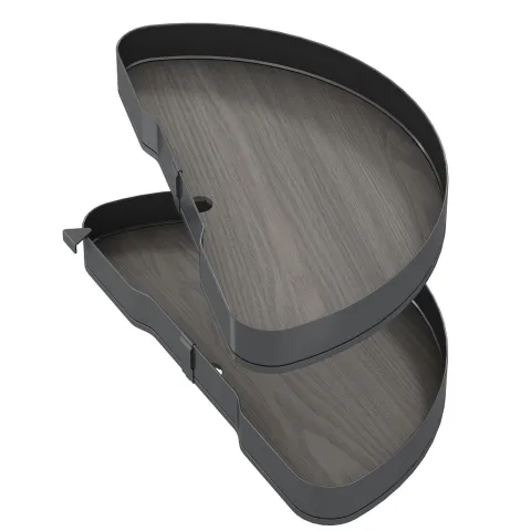 Emuca Satz Harmony 1/2 drehbare Ablagen für Küchenschränke, Modulbreite 800mm, höhenverstellbar, Stahl und Holz, Anthrazitgrau