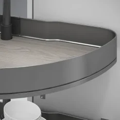 Emuca Satz Harmony 1/2 drehbare Ablagen für Küchenschränke, Modulbreite 800mm, höhenverstellbar, Stahl und Holz, Anthrazitgrau