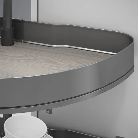 Emuca Satz Harmony 1/2 drehbare Ablagen für Küchenschränke, Modulbreite 800mm, höhenverstellbar, Stahl und Holz, Anthrazitgrau