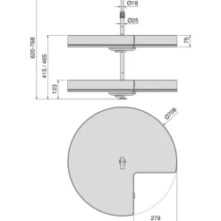 Emuca Satz Harmony drehbare Ablagen 3/4, Modulbreite 800mm, höhenverstellbar, Stahl und Holz, Anthrazitgrau